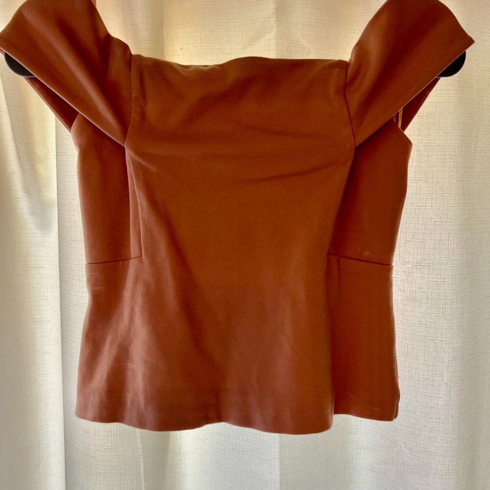 Deletta Blush Cropped Off the Shoulder Top